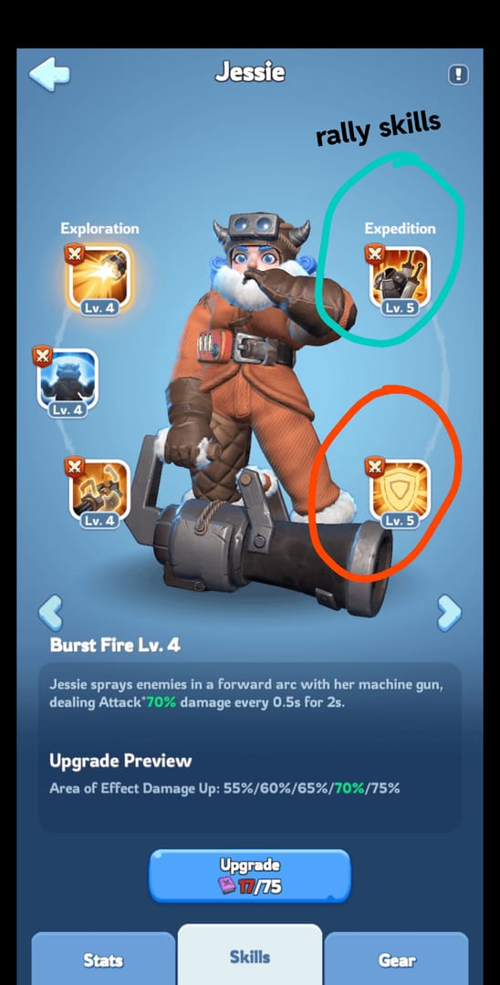 Panduan keutamaan kemahiran Bradley Whiteout Survival dengan tahap untuk Destructor, Incendiary Shell, Audacious