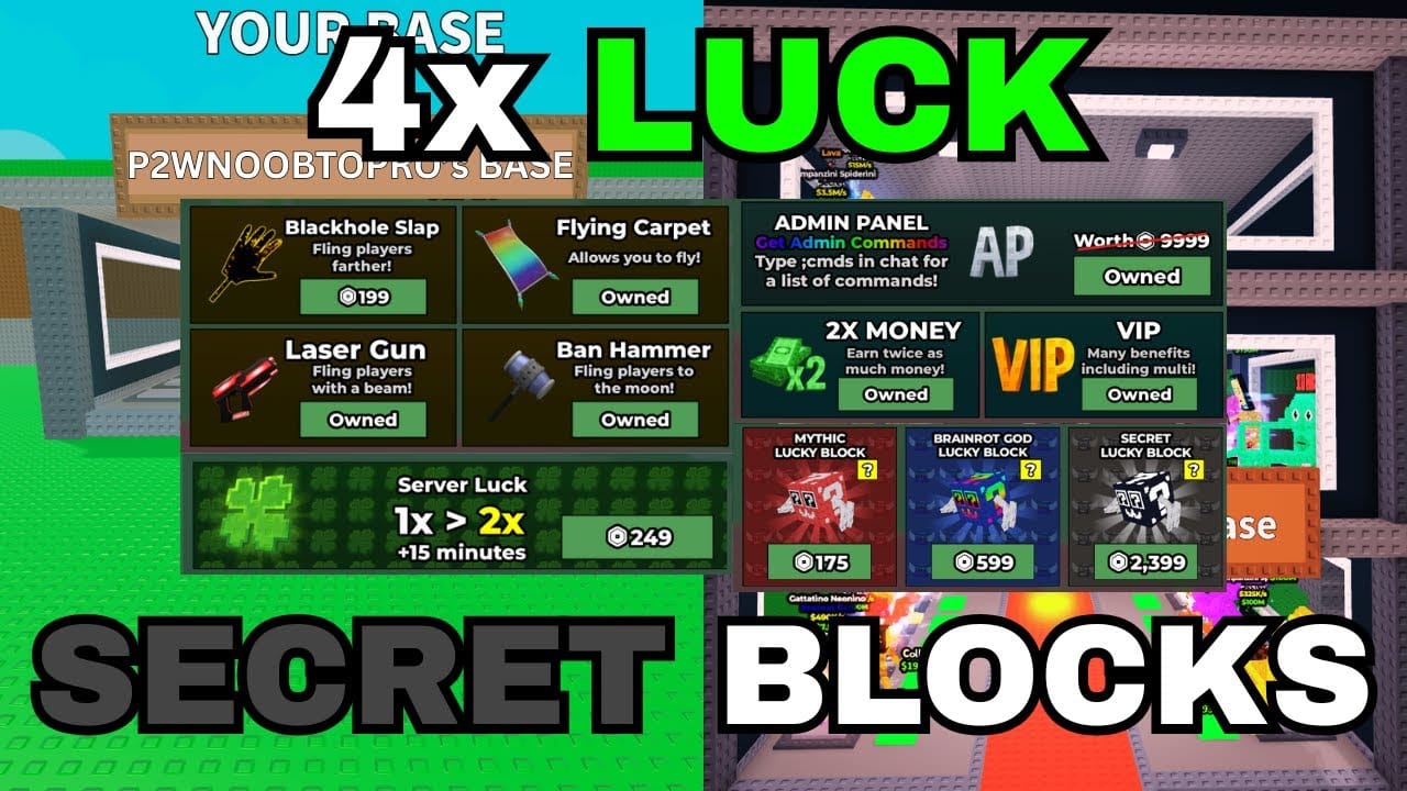 Carta ROI Steal a Brainrot: kos 2x Luck vs Fast Roll setiap jam