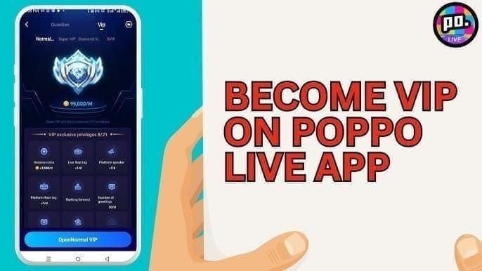 Antara muka Pusat VIP Profil Poppo Live yang memaparkan tahap kekayaan