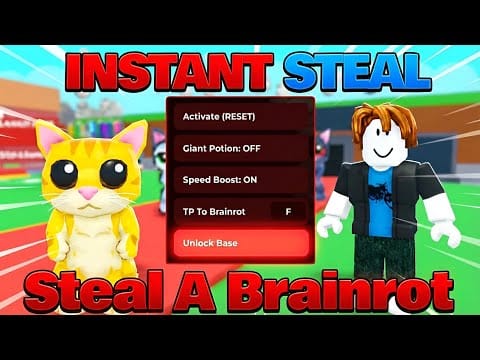 4x लक पोशन और न्यूरल बूस्टर्स सक्रियण अनुक्रम का Steal a Brainrot स्क्रीनशॉट