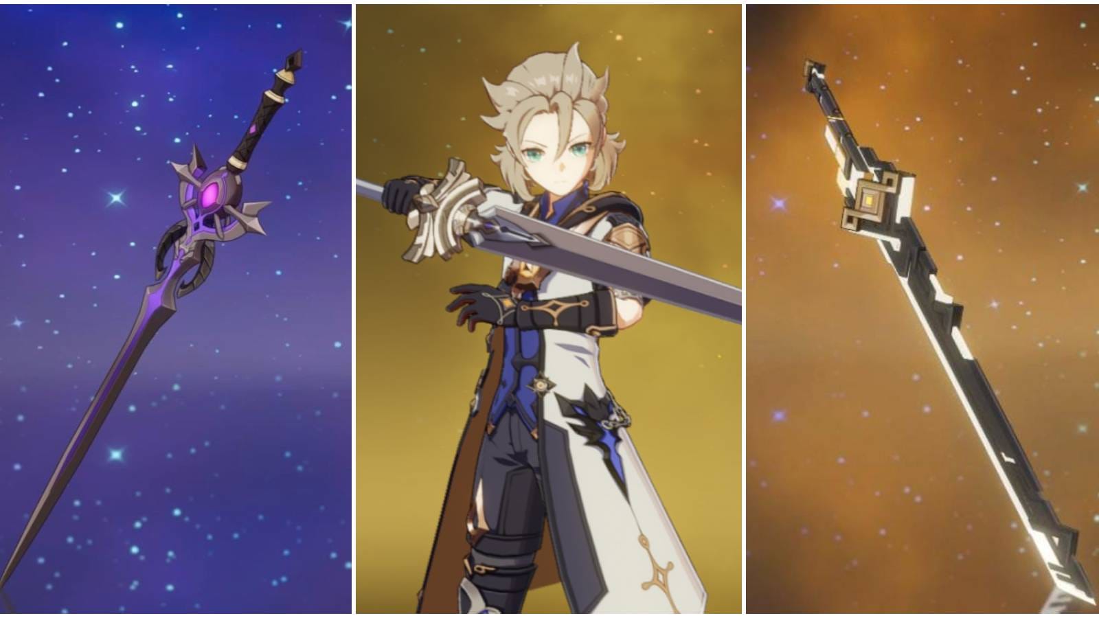 Senjata signature Skirk Azurelight dan set Blizzard Strayer Genshin Impact