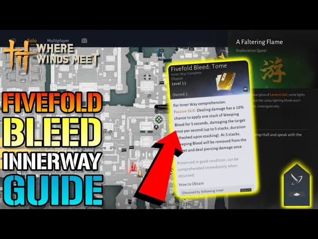 Capture d'écran de Where Winds Meet montrant les cumuls de saignement de la Lance ébranle-ciel explosés par la Frappe d'équilibre intérieur de l'Épée stratégique