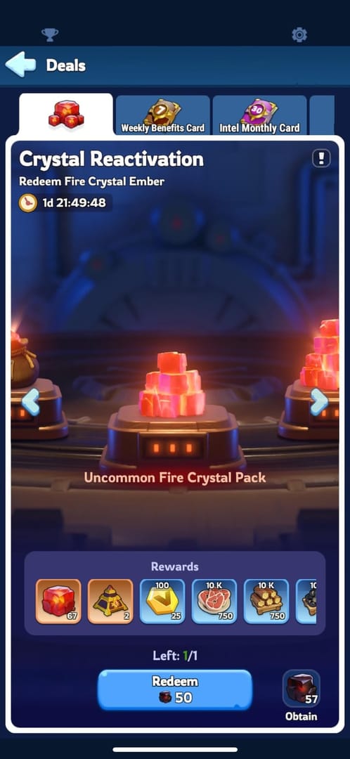 व्हाइटआउट सर्वाइवल में फायर क्रिस्टल चेस्ट के लिए ड्रॉप रेट का चार्ट