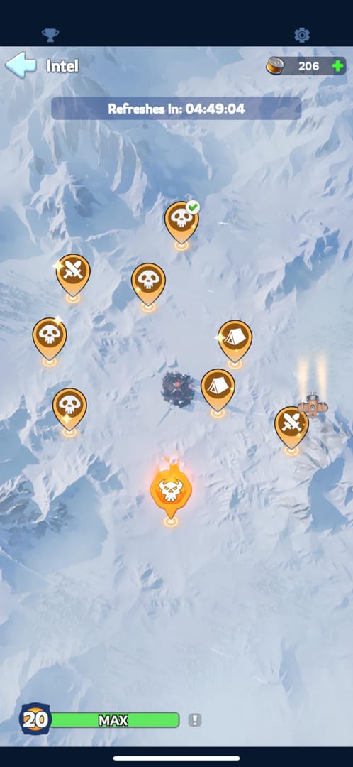 फायर क्रिस्टल पुरस्कृत करने वाला व्हाइटआउट सर्वाइवल डेली इंटेल मिशन इंटरफ़ेस