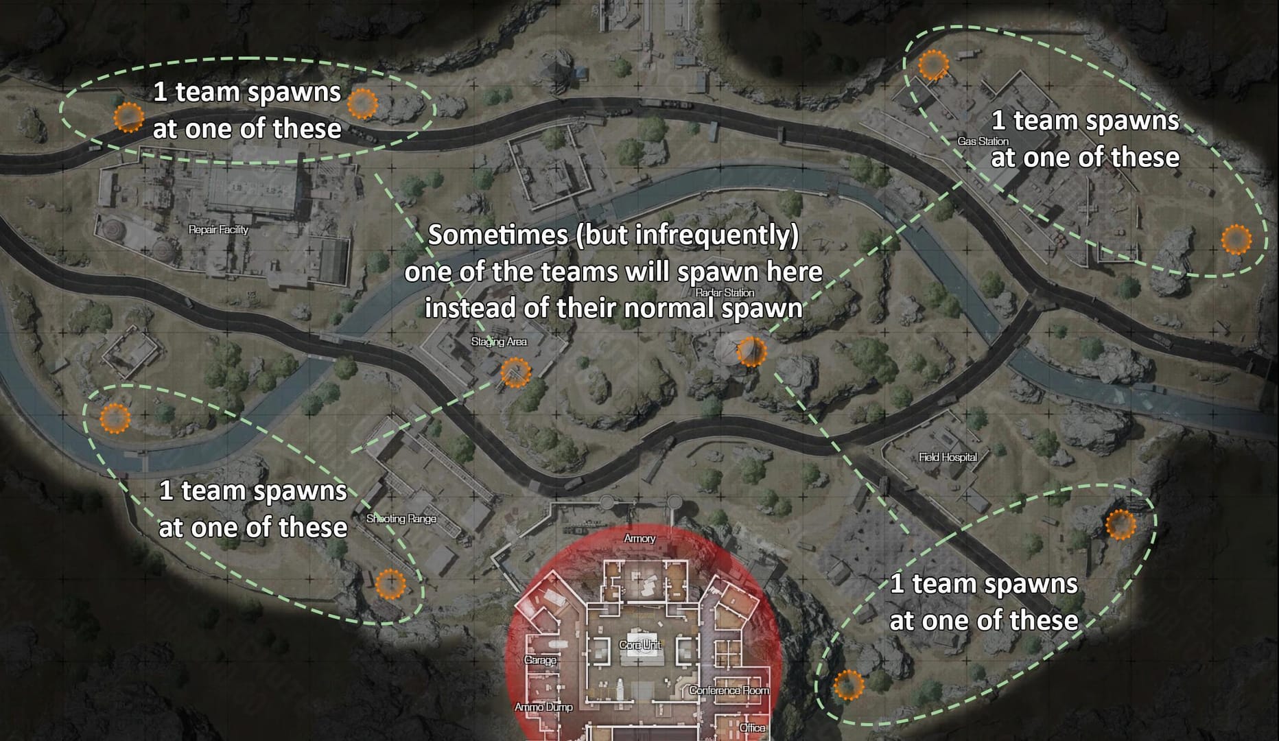 Тактическая схема карты Арсенал в Arena Breakout