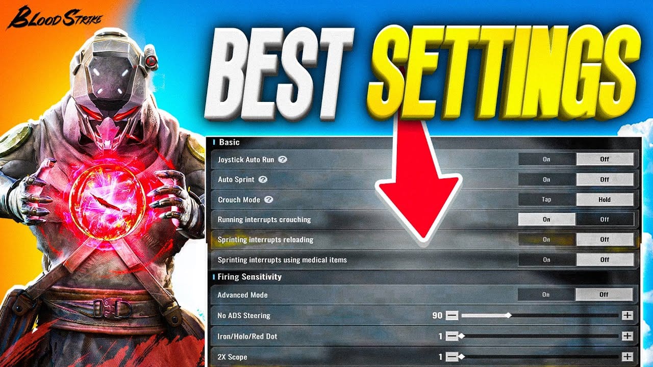 Blood Strike sensitivity settings menu for Mythic rank