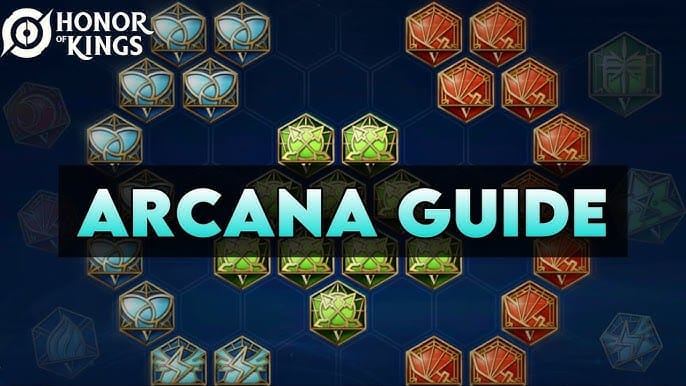 Antara muka sistem Arcana Honor of Kings menunjukkan slot merah, biru dan hijau