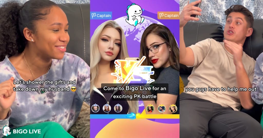 Bigo Live PK 对战计分条界面，显示实时竞争对手分数