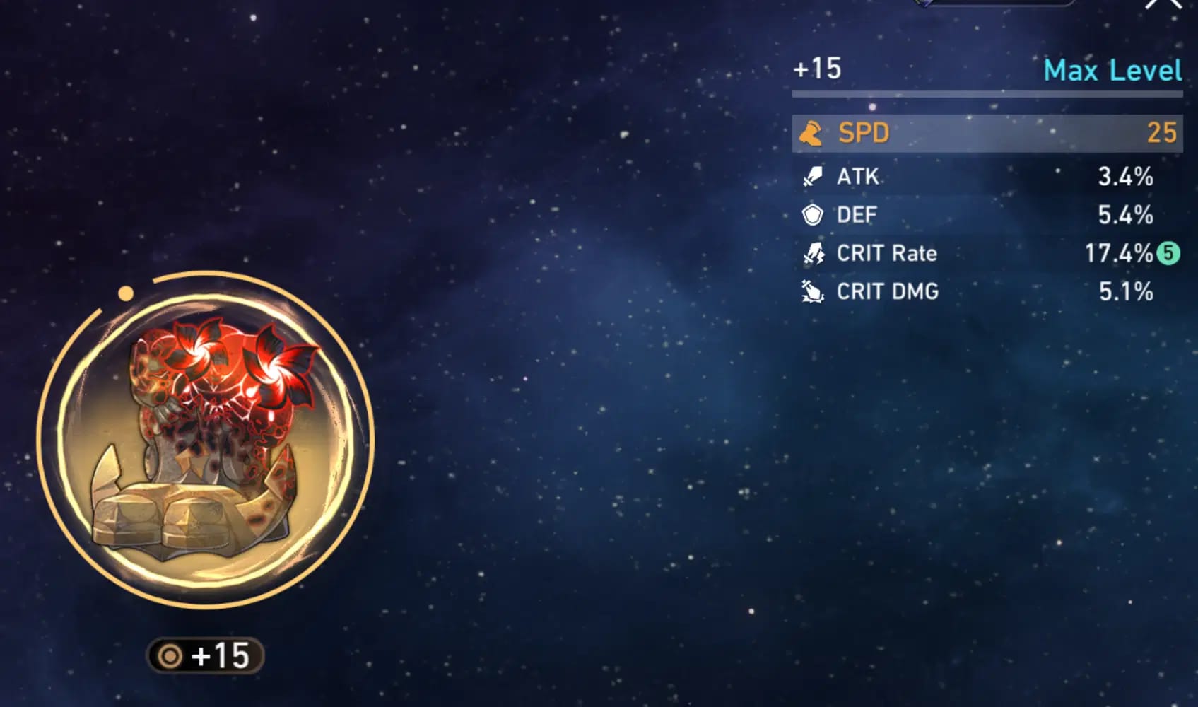 崩坏:星穹铁道遗器鞋子,主词条为速度,显示 +25 SPD