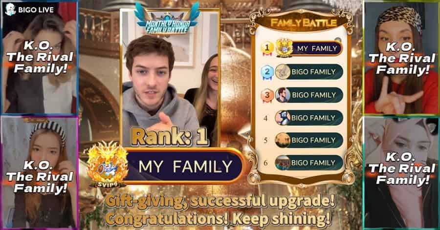 Ежемесячная таблица лидеров семей Bigo Live с топовыми семьями уровня S1