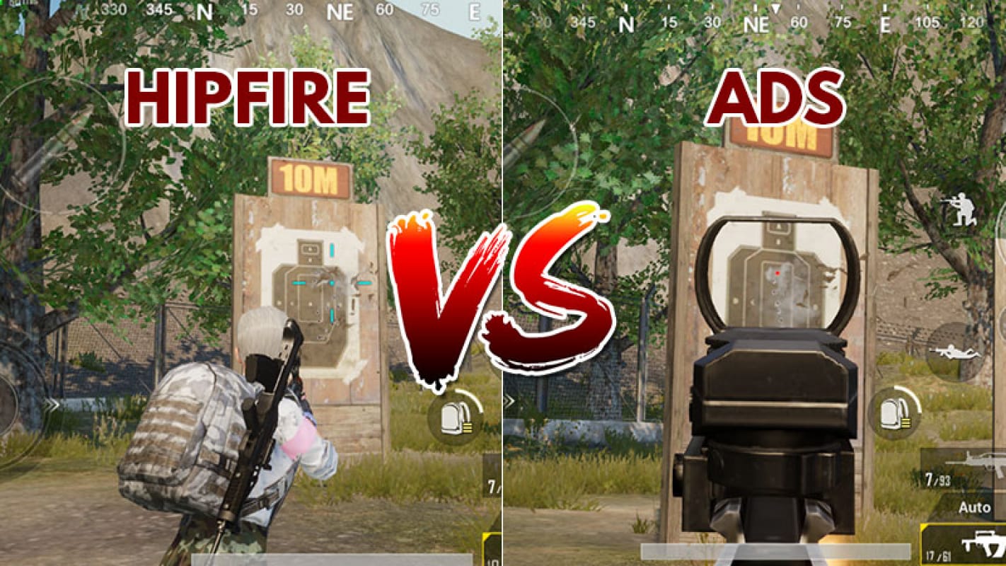 PUBGモバイルにおける近距離での腰撃ち拡散とADS精度の比較