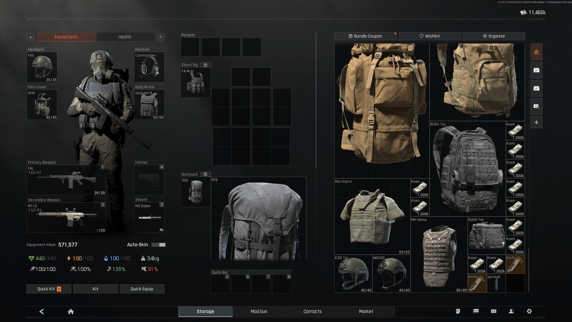 Capture d'écran de la grille d'inventaire d'Arena Breakout illustrant la rotation des objets et la minimisation de l'espace perdu