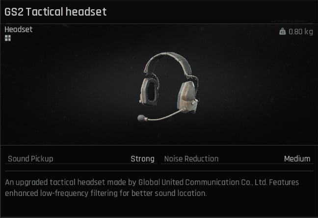 Équipement de casque en jeu GS2 d'Arena Breakout avec 30 % de meilleure portée de détection des pas