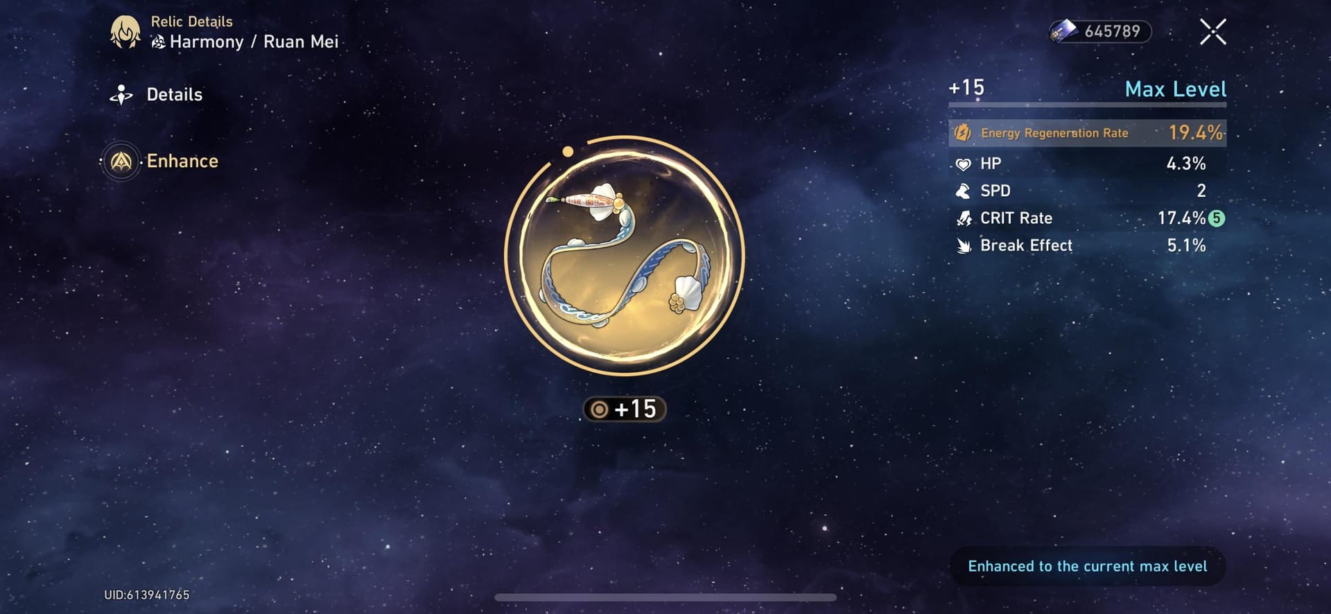 Reliquia de Cuerda de unión con Tasa de Regeneración de Energía de Honkai Star Rail