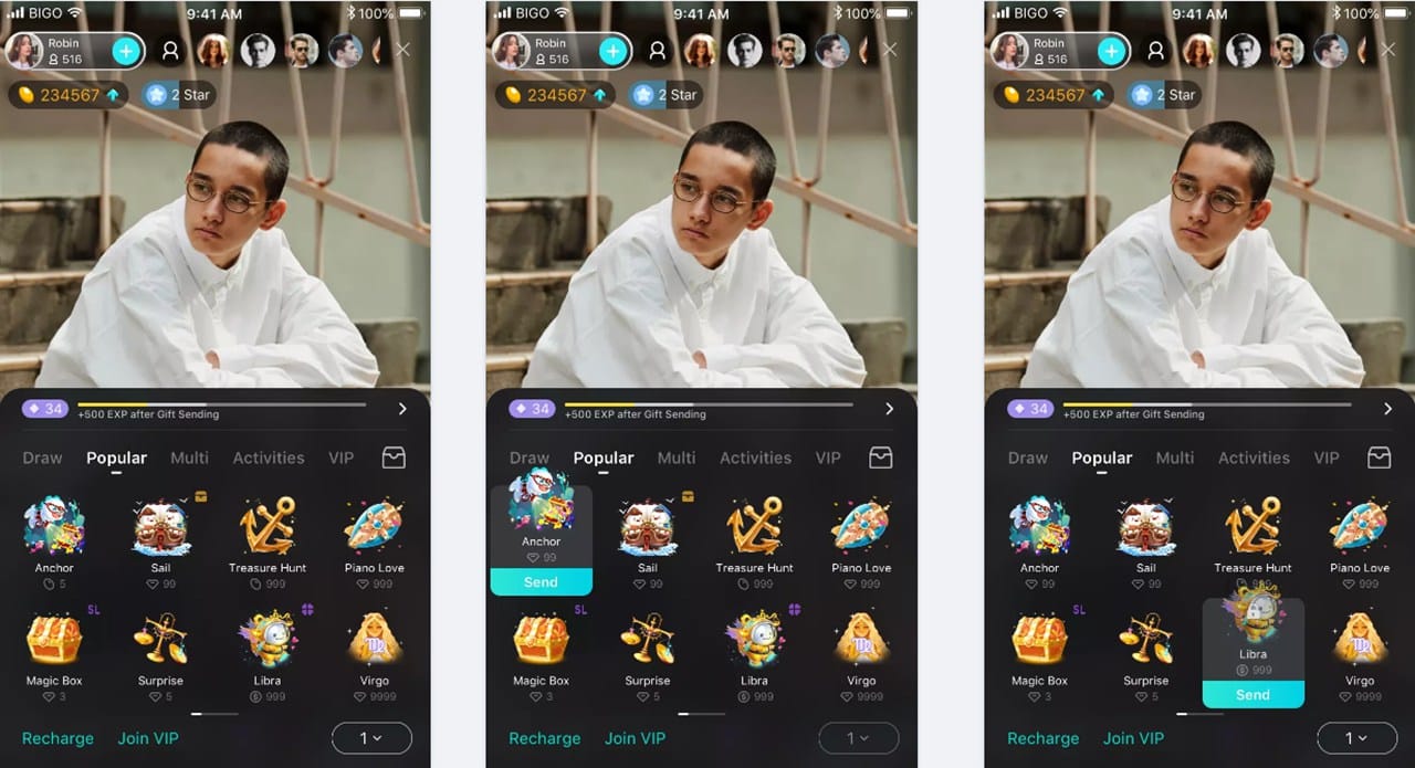 Ikon peralatan hadiah virtual Bigo Live untuk strategi gifting