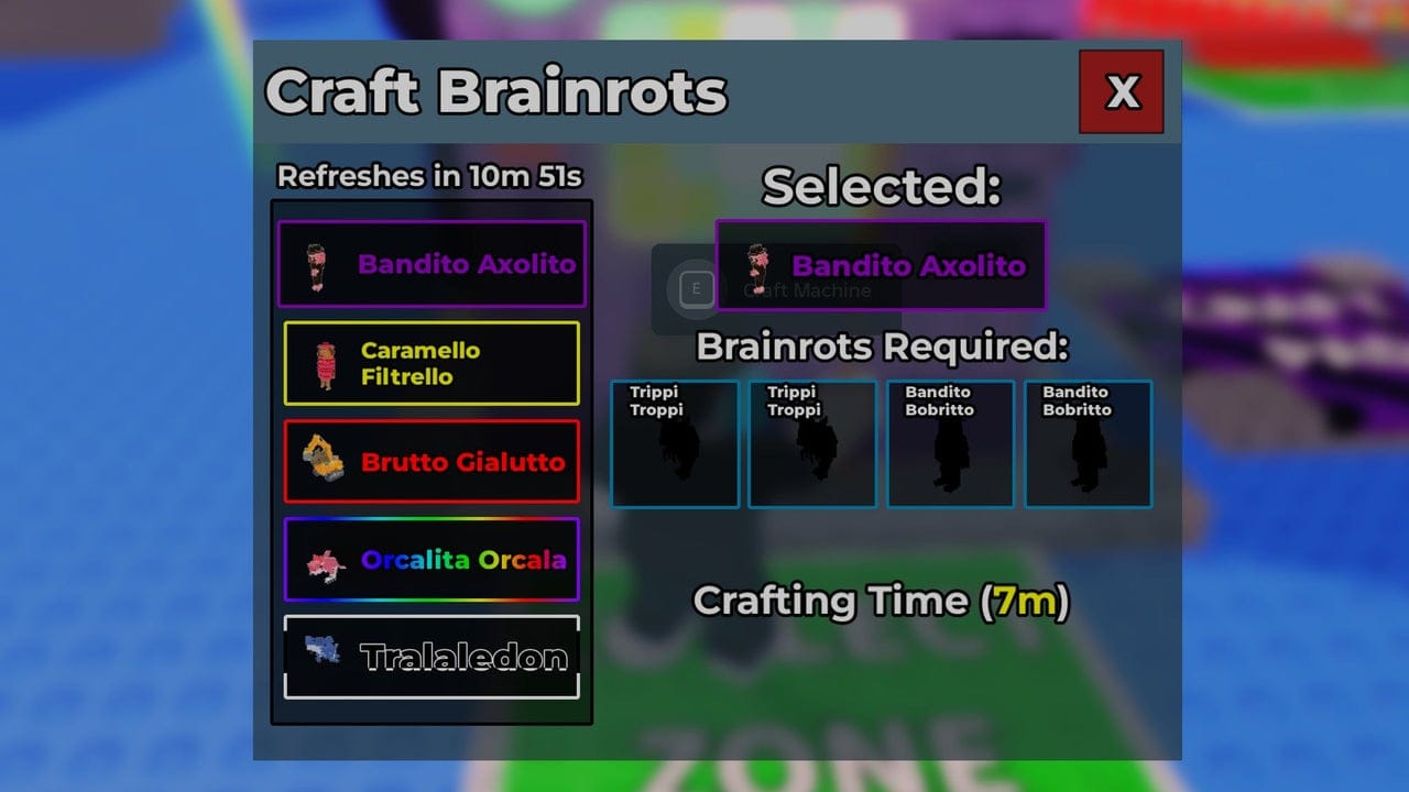 Panduan Mesin Kraf Steal a Brainrot untuk Sigma Girl