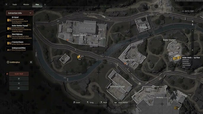 Tangkap layar peti senjata canggih Repair Facility di Peta Mine Arena Breakout