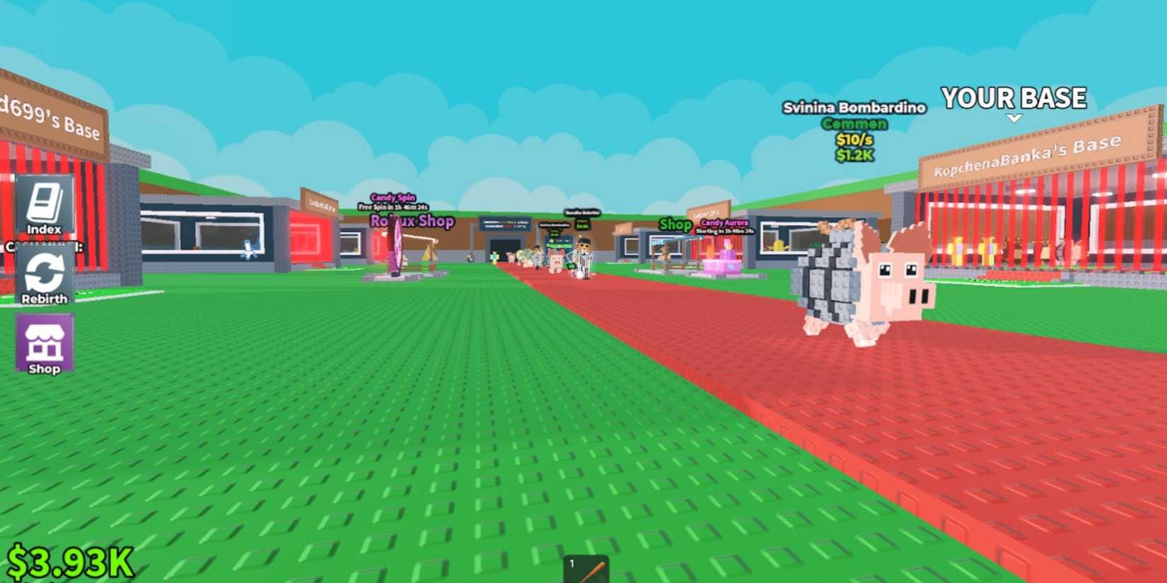 Brain-Drain 이벤트 칭호가 플레이어 위에 표시된 Steal a Brainrot 로비 스크린샷