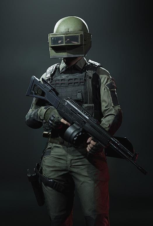 Captura de pantalla de un operador con armadura de Nivel 6 en una incursión de Arena Breakout, mostrando armadura pesada en combate