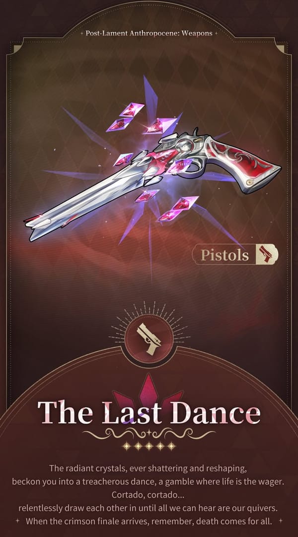 Karya seni dan statistik peralatan pistol 5-bintang Wuthering Waves The Last Dance