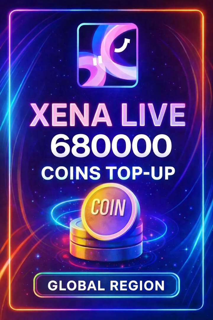 Pantalla de paquetes de recarga de monedas de Xena Live mostrando los paquetes disponibles, incluido el de 680,000 monedas