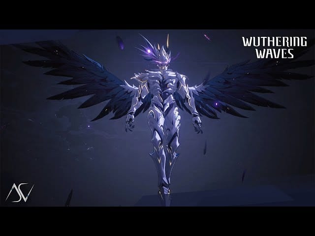 Captura de pantalla del combate contra el jefe Holograma Sin Corona de Wuthering Waves mostrando las fases de ataque