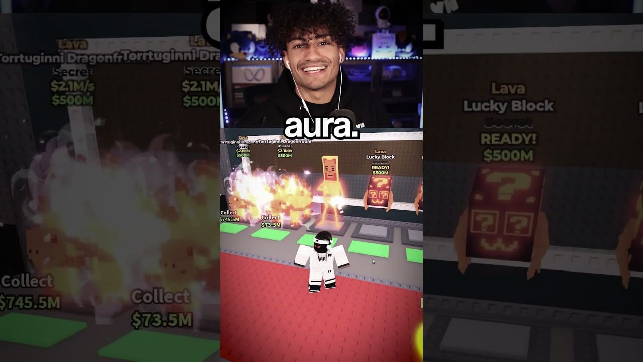 Интерфейс геймпасса Aura Max в Steal a Brainrot, показывающий бонусы к блокировке, приоритет появления и визуальную ауру