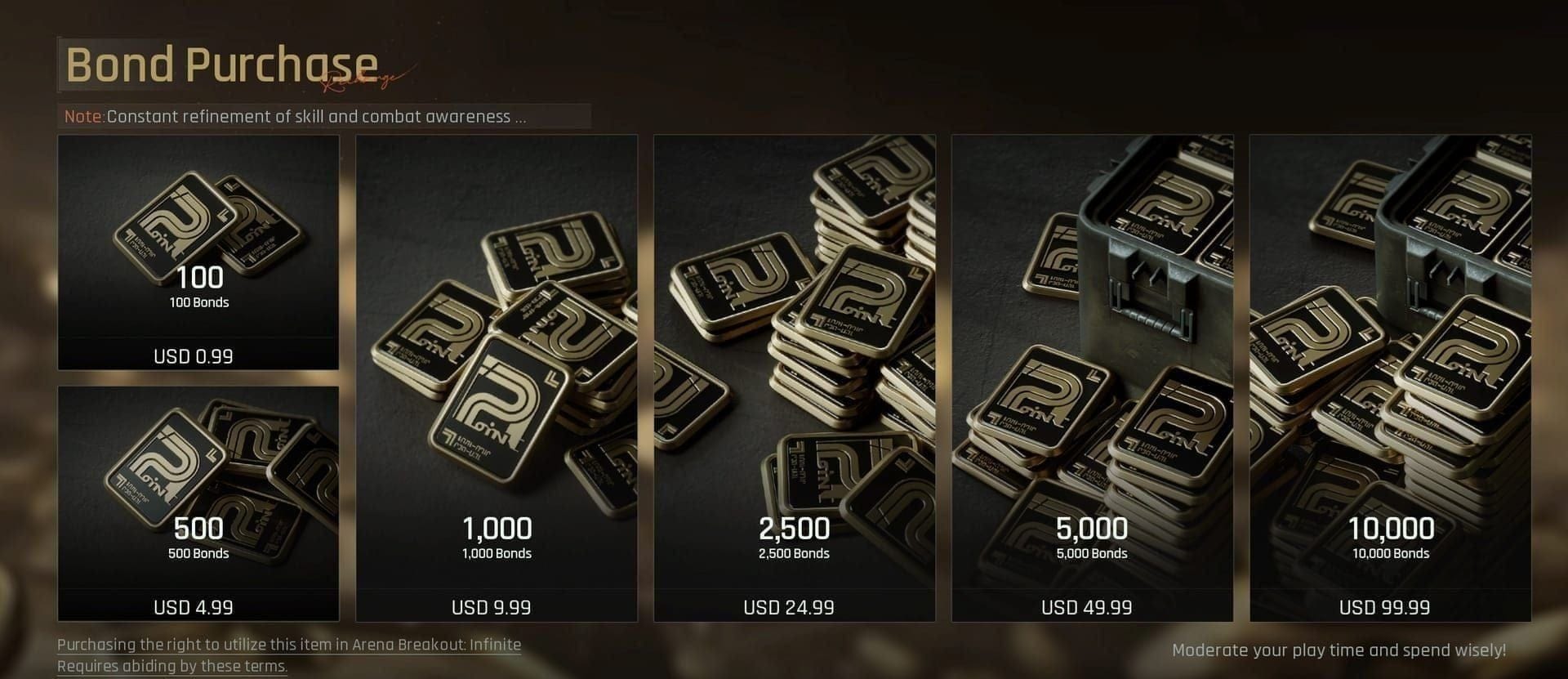 Arena Breakoutのボンドとケーエンの通貨比較