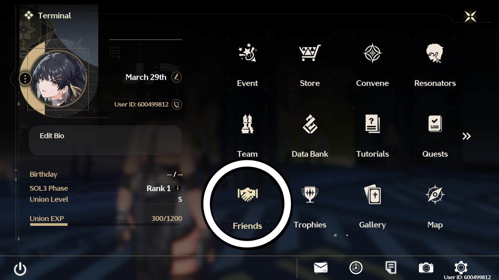《鳴潮》遊戲內選單介面，顯示用於儲值的 UID