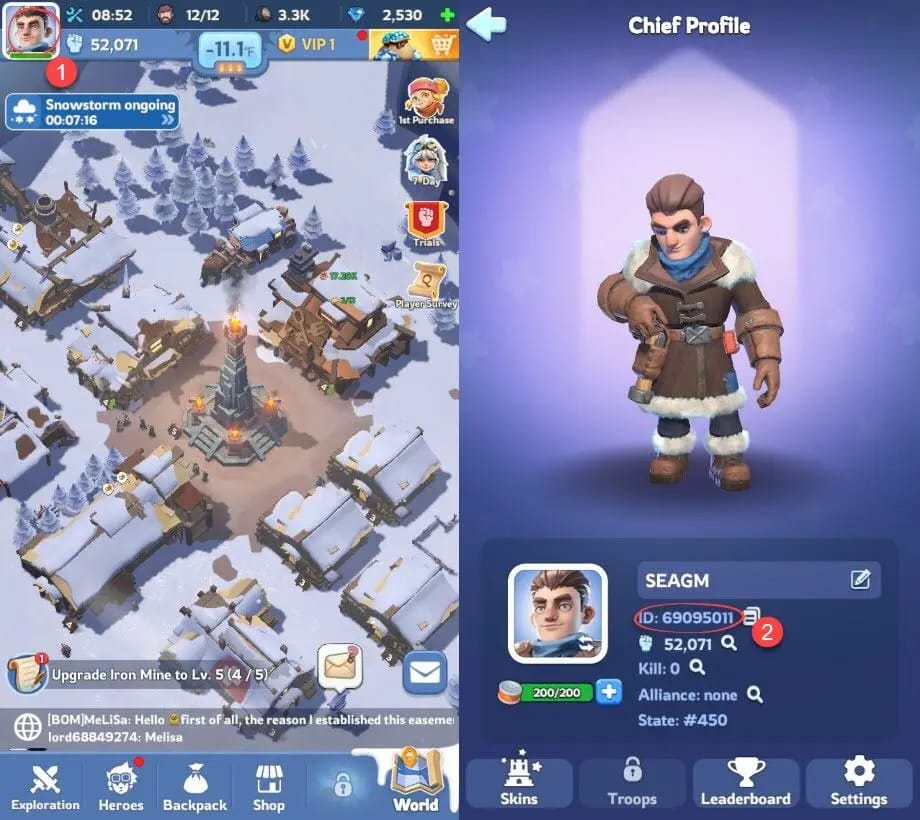 Whiteout Survival 遊戲內冰霜之星儲值包介面