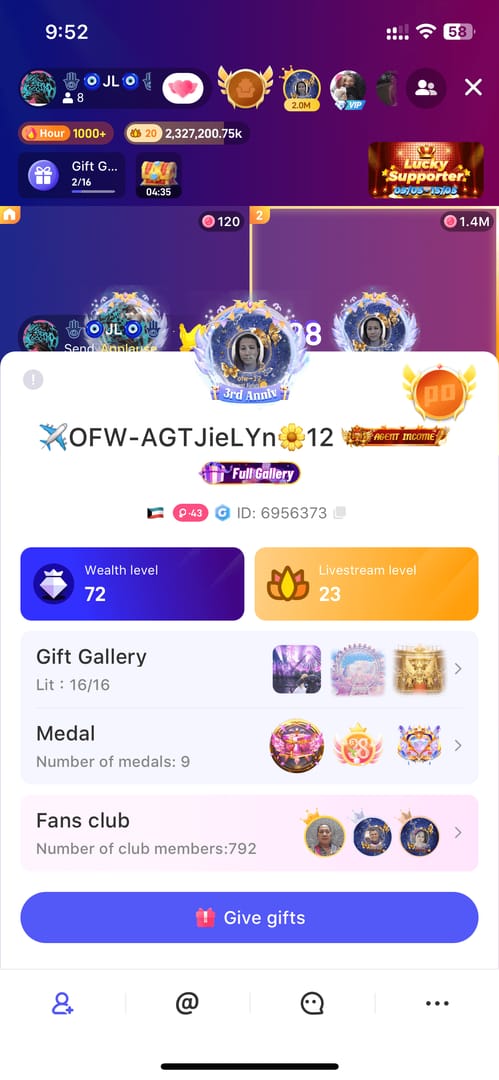 Poppo Live 30 级财富等级专属徽章和头像框截图