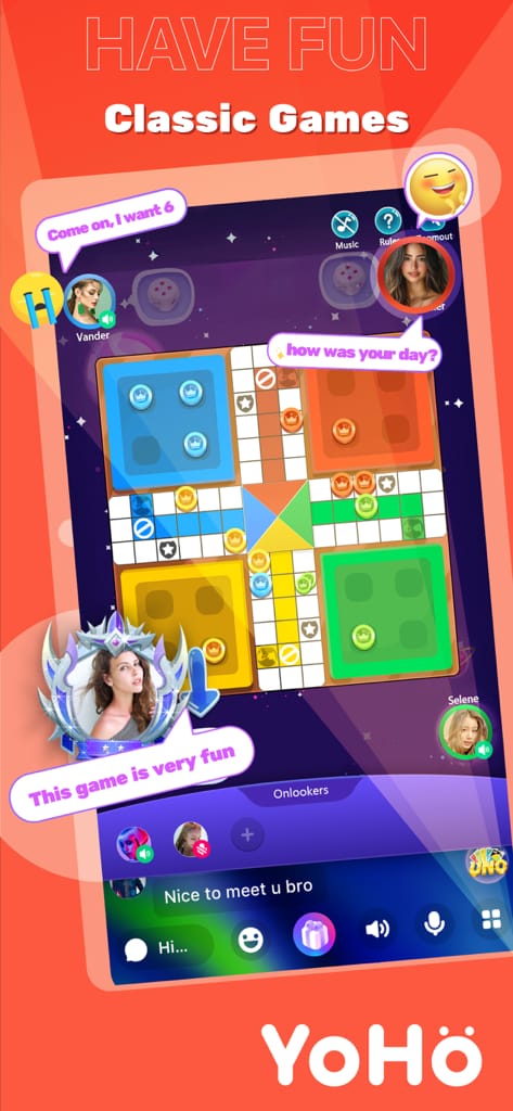 YoHo: Papan Ludo Sembang Suara Kumpulan dengan token yang telah dikeluarkan dan tangkapan