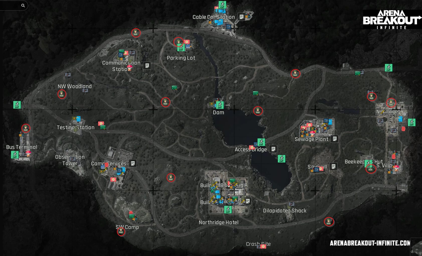 暗區突圍農場與山谷地圖，標示季中高價值物資點