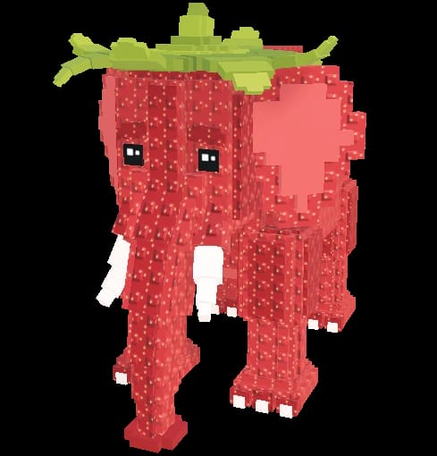 عمل فني داخل اللعبة لحيوان Strawberry Elephant OG Brain-Fried في Steal a Brainrot