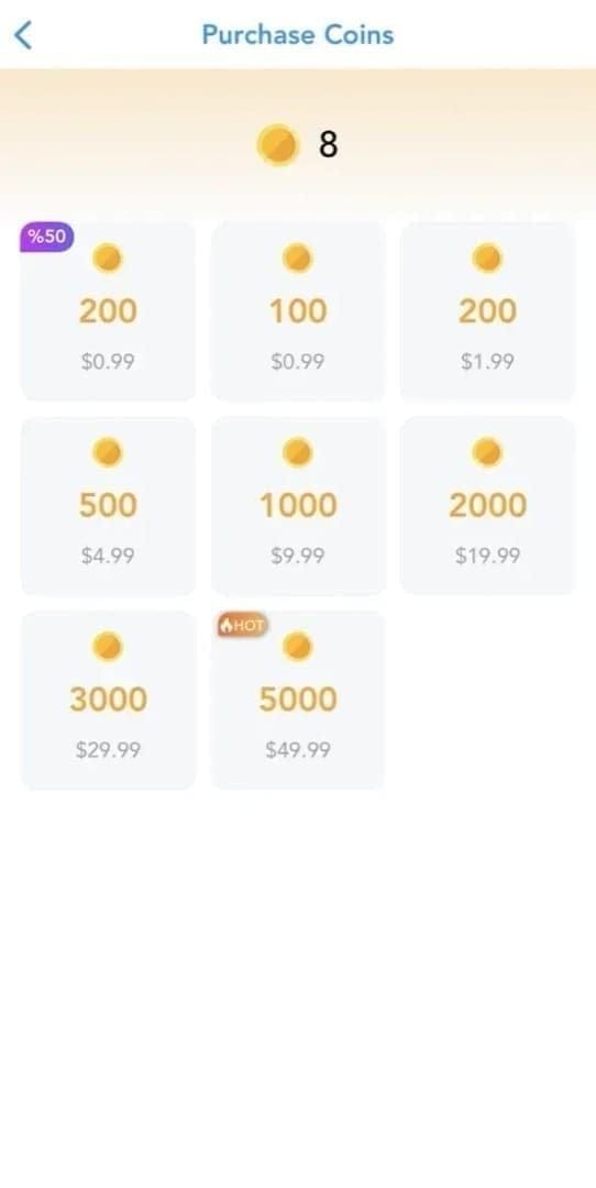 Pantalla de saldo de monedas dentro del juego SuperLive después de una recarga de tokens