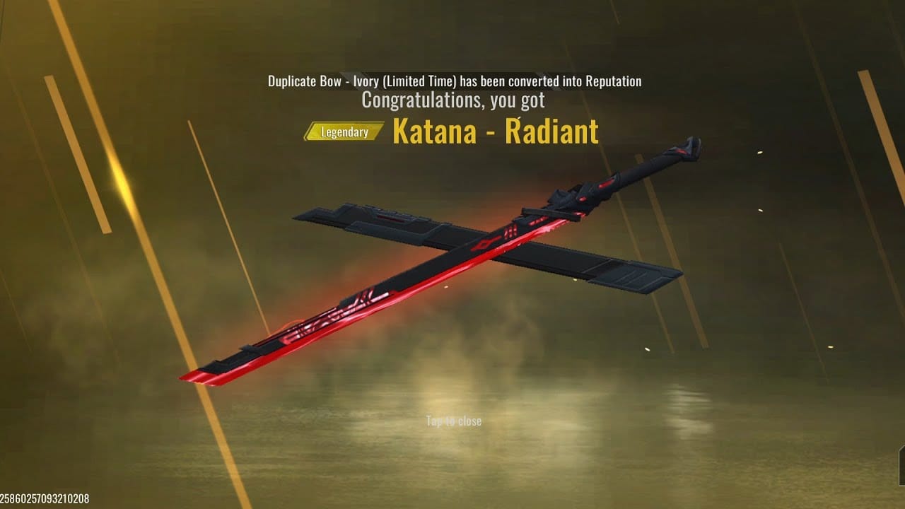 Paparan senjata jarak dekat Mythic Katana Blood Strike dalam permainan