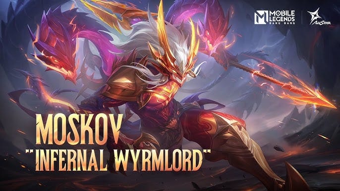 Арт облика Infernal Wyrmlord из MLBB 515 ALLSTAR Mega Sale с кастомными визуальными эффектами и анимациями