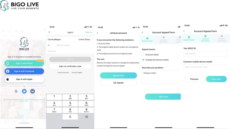 Captura de pantalla de la página "Yo" del perfil de Bigo Live resaltando el ID numérico de BIGO sin prefijo