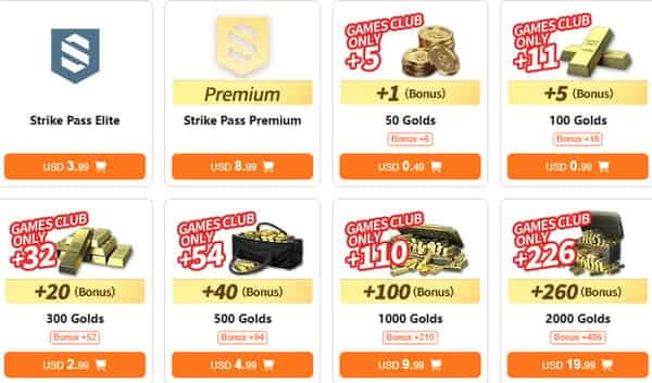 Blood Strike free vs paid Gold sources comparison chart