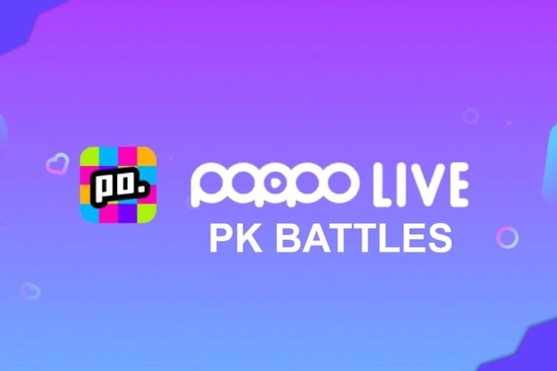 Poppo Live의 PK 배틀 화면, 포인트와 타이머 표시