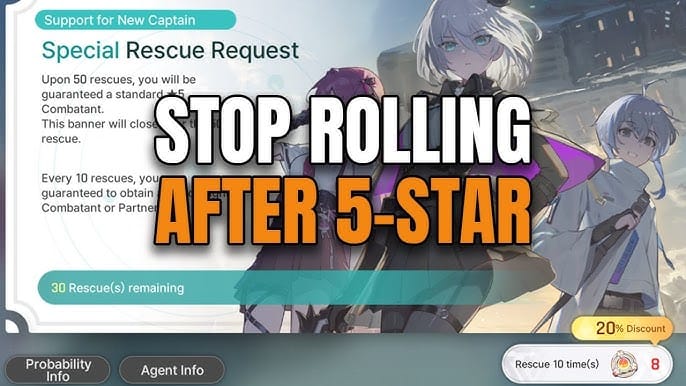 Antara muka sepanduk pemula Special Rescue Request Chaos Zero Nightmare dengan pull diskaun