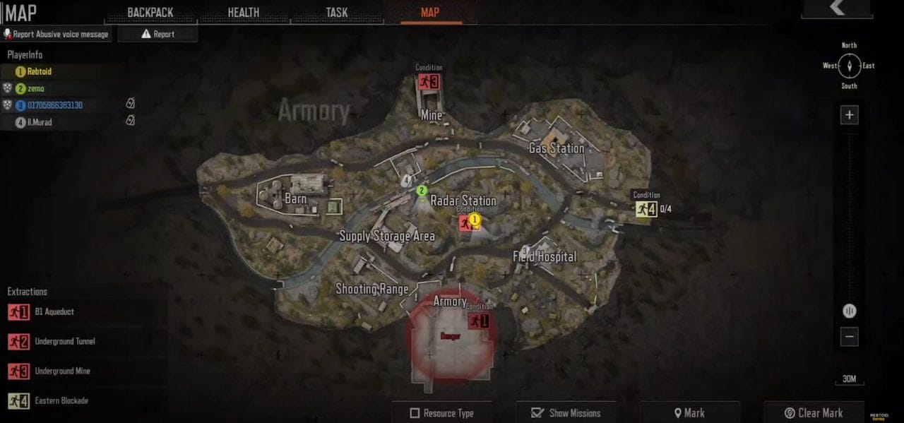 Arena Breakout アーマリーの侵入地点と脱出地点マップ