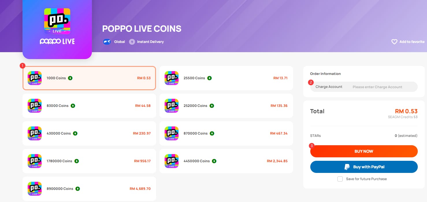 Panduan langkah demi langkah tambah nilai syiling VIP Poppo Live