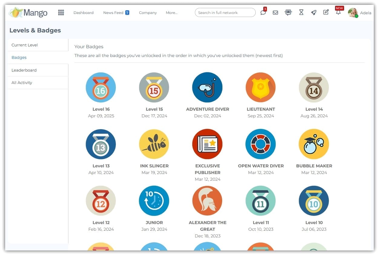Lencana Guardian Mango Live dengan efek masuk khusus dalam siaran langsung