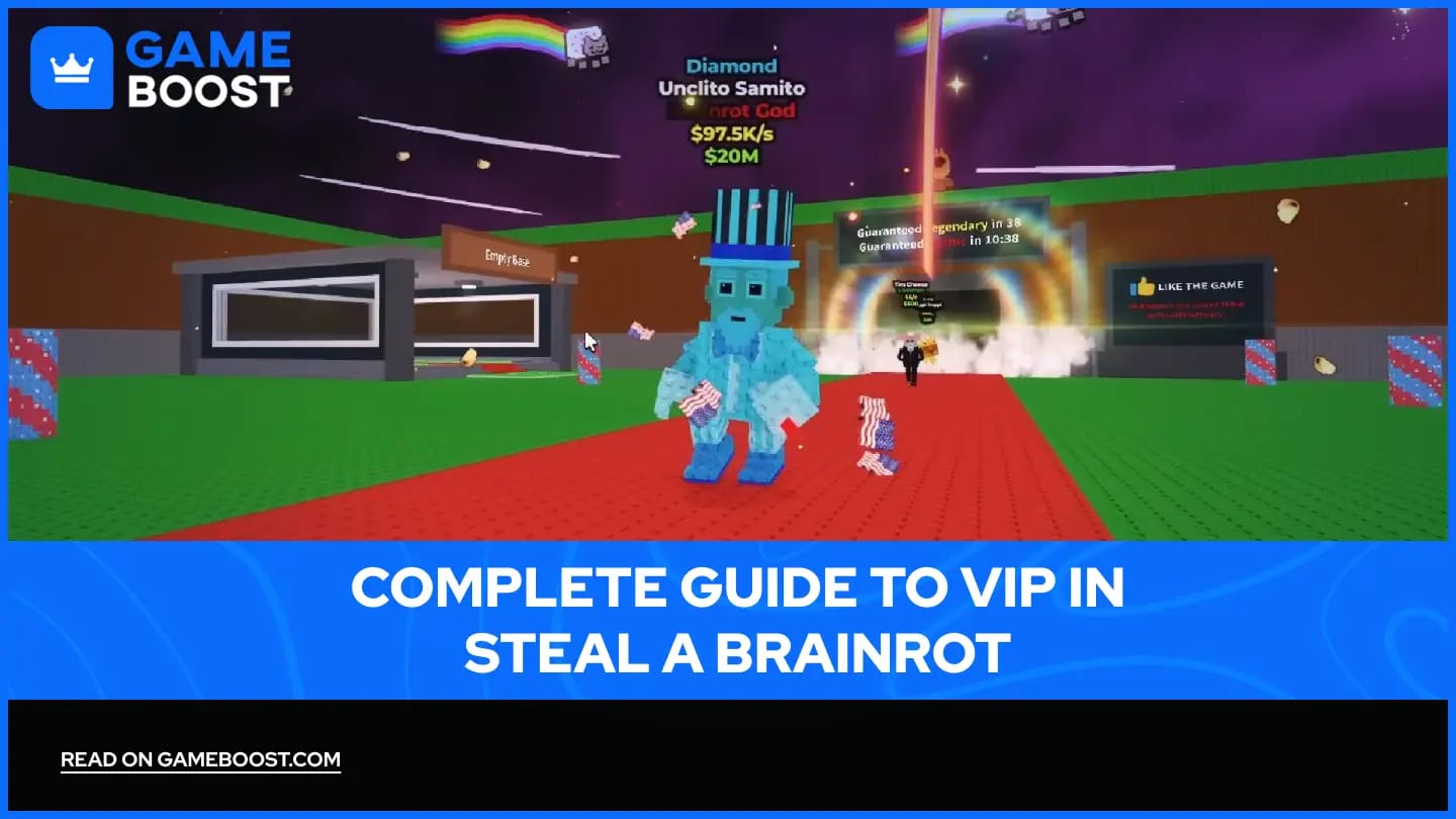 Interfaz de la tienda de Steal a Brainrot mostrando el Gamepass VIP para comandos de administrador