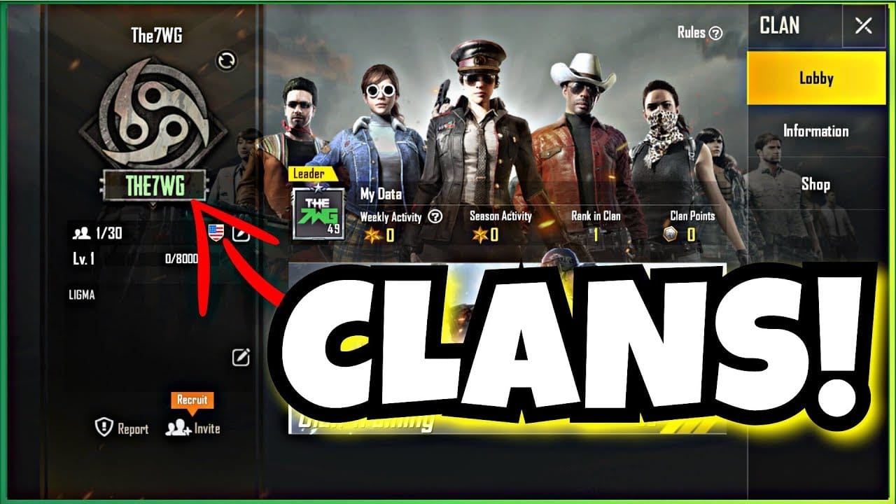 Tangkapan layar antarmuka manajemen klan PUBG Mobile