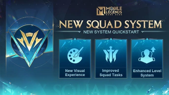 クランレベルと収容人数制限が表示されたMobile Legends: Bang Bangのスカッドバッジ画面