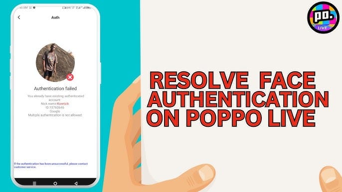 Poppo Live account verification screen with Level 5 requirements and status.