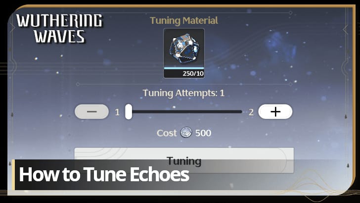 Menú de sintonización de Ecos de Wuthering Waves que muestra un Módulo de Sintonización Premium fijando una sub-estadística crítica durante el proceso de mejora