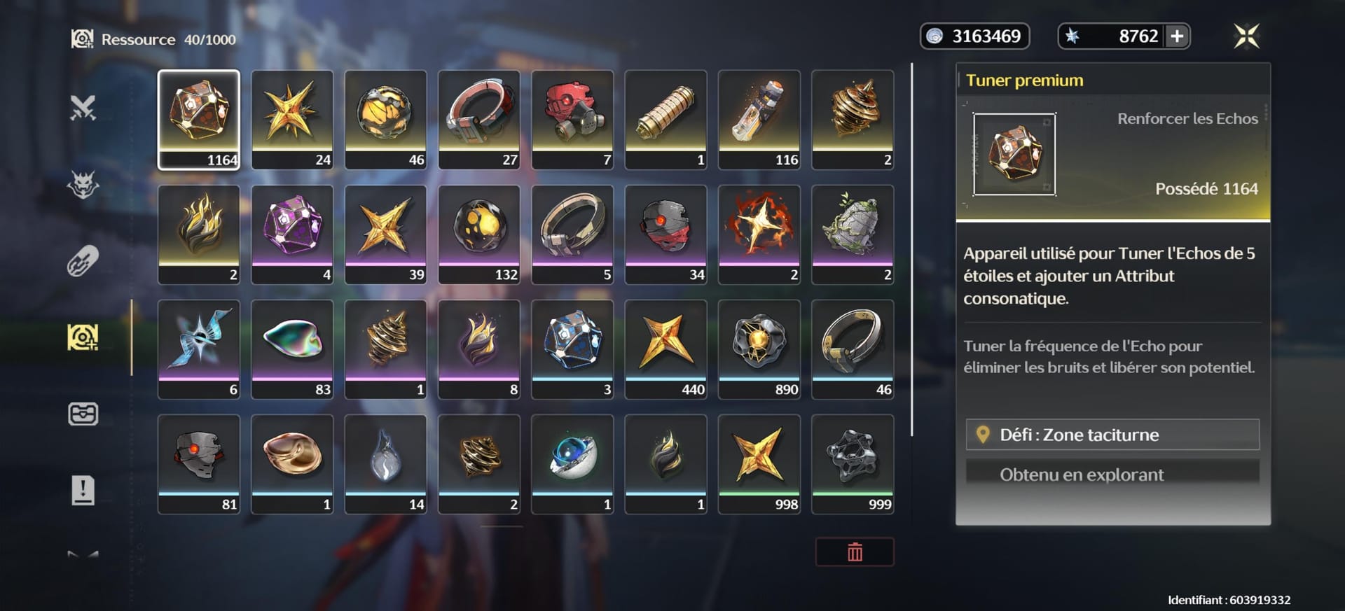 Interfaz de la tienda del juego de Wuthering Waves que muestra el paquete de 600 Lunita por 150 Módulos de Sintonización de Eco Premium y materiales de mejora adicionales